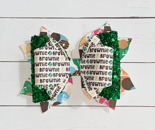 Girl Scouts Brownie Cookie Hair Bow Clip