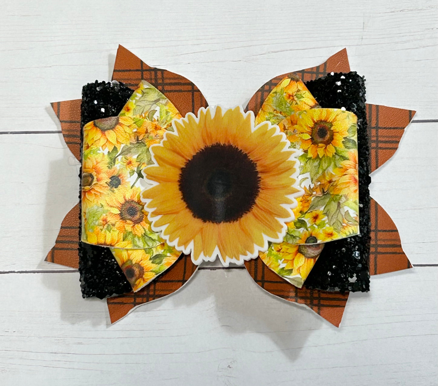 Fall Sunflower Hair Bow Clip