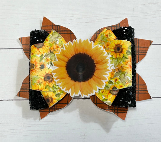 Fall Sunflower Hair Bow Clip