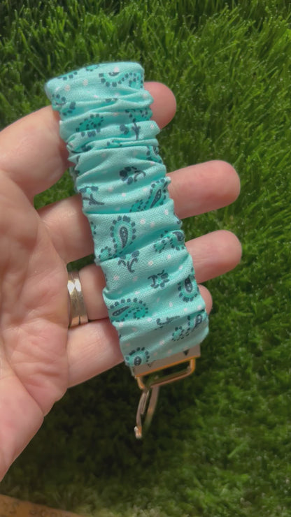 Blue Paisley Scrunchie Key Fob