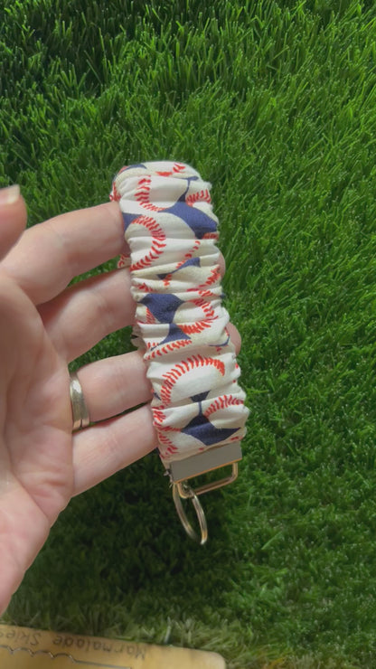 Baseball Scrunchie Key Fob